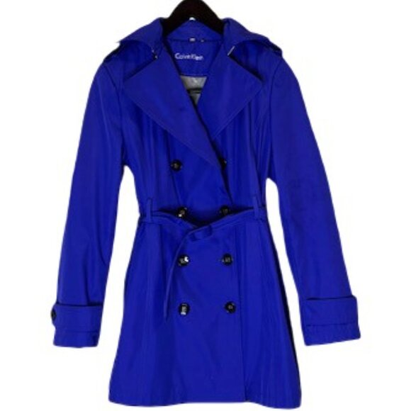 Calvin Klein Jackets & Blazers - Calvin Klein Belted Trench Coat in Royal Blue - Size Small